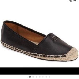 Coach Rhodelle Black Leather Espadrille Shoes Size 8.5